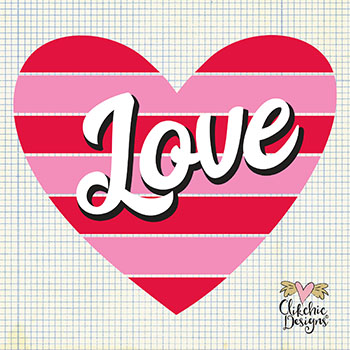 Love in Striped Heart SVG and Silhouette Studio Cutting File