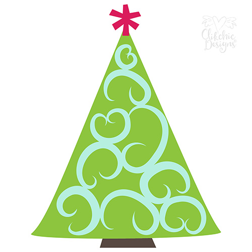 Swirl Decorations Christmas Tree SVG Cutting File