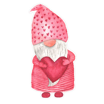 Watercolro Valentine's Gnome Holding Heart Print and Cut by Clikchic Designs available in the Silhouette Design Store