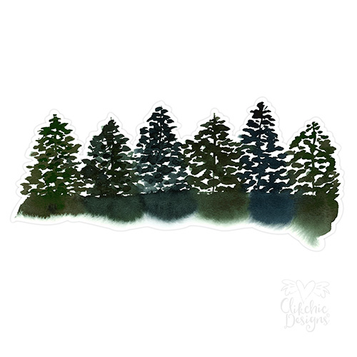 Watercolor Winter Evergreen Trees Print and Cut by Clikchic Designs