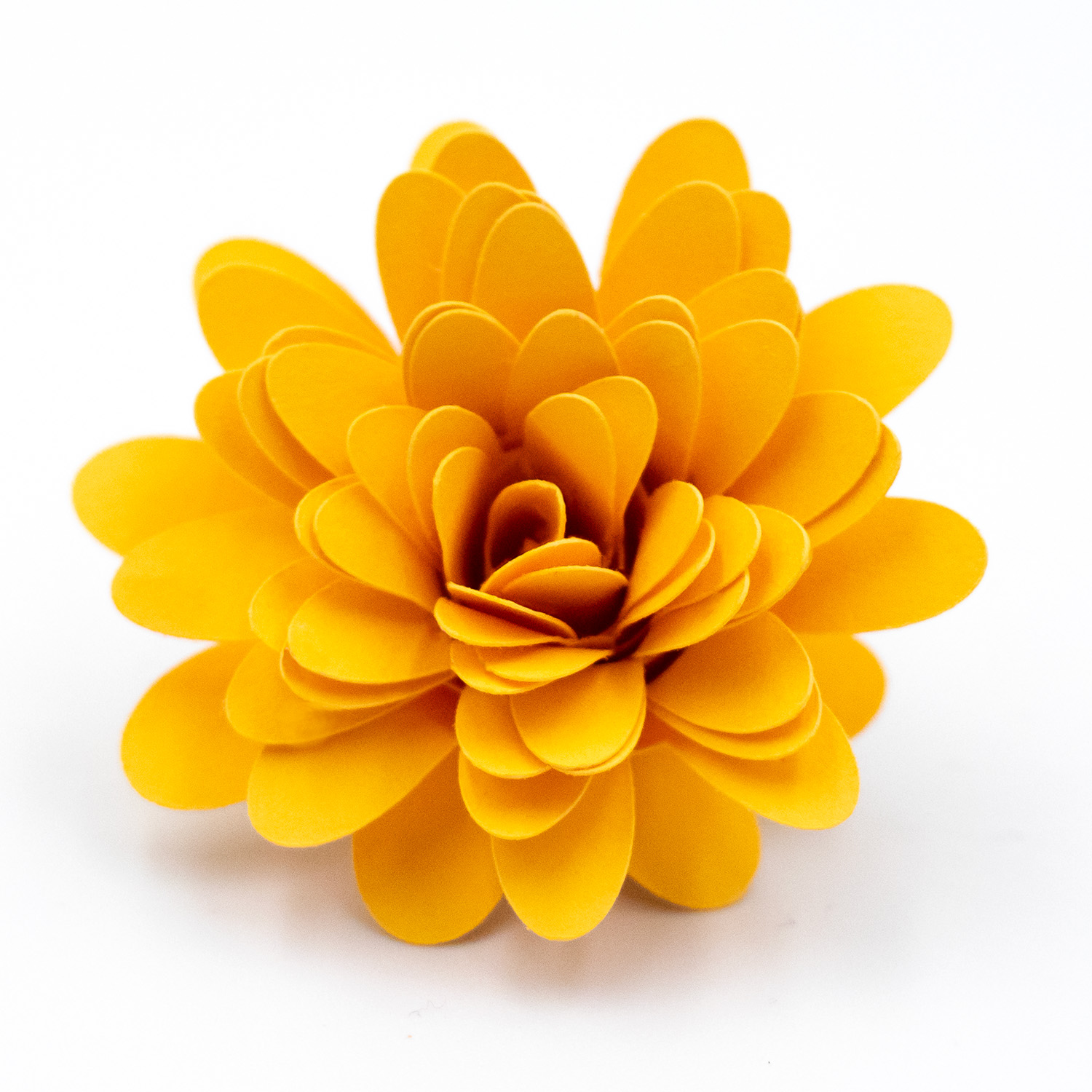 bright yellow rolled paper flower with long oval petals by Clikchic Designs