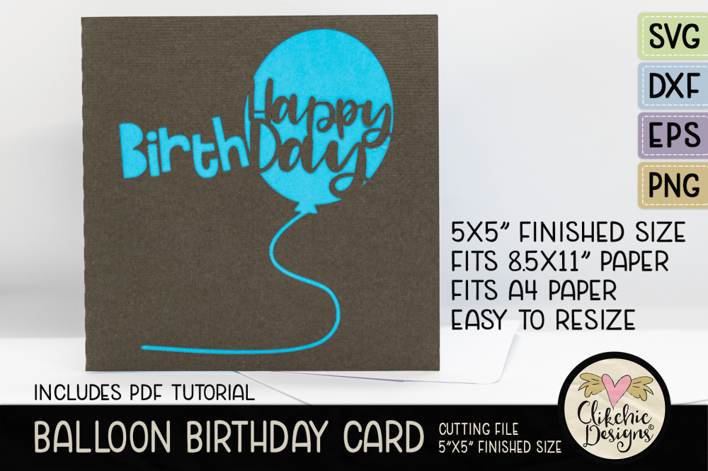 Balloon Birthday Card SVG Cutting File