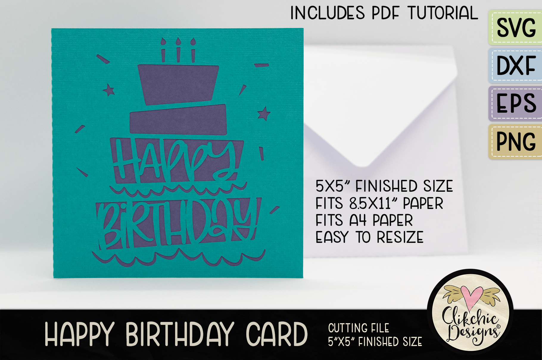 Make Great Cake on a Card with this Quirky Birthday SVG | Clikchic Designs