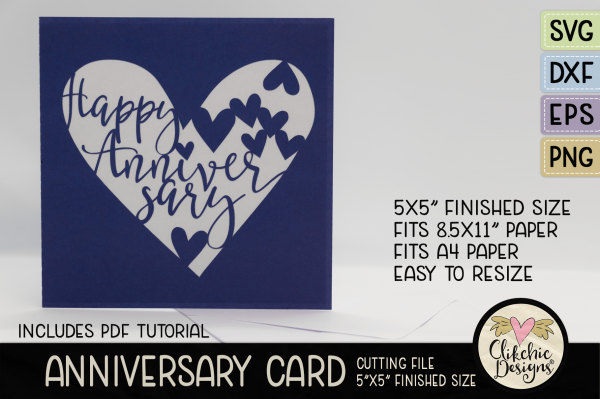 Happy Anniversary Card SVG Cutting Files