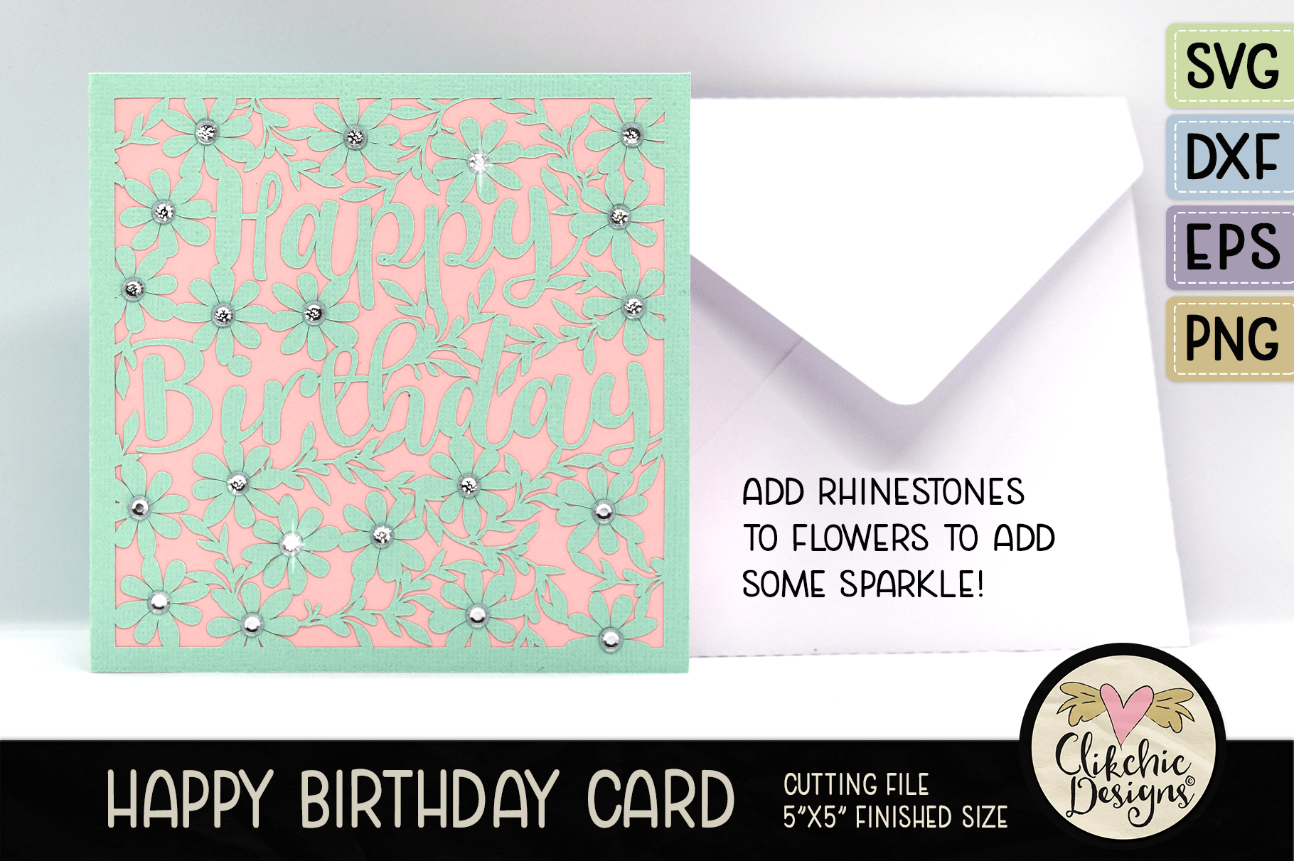 Happy Birthday Filigree Floral Card SVG Cutting File by Clikchic Designs