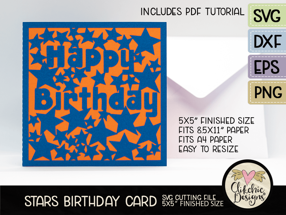 Kids Happy Birthday Stars Card SVG Cutting File Set