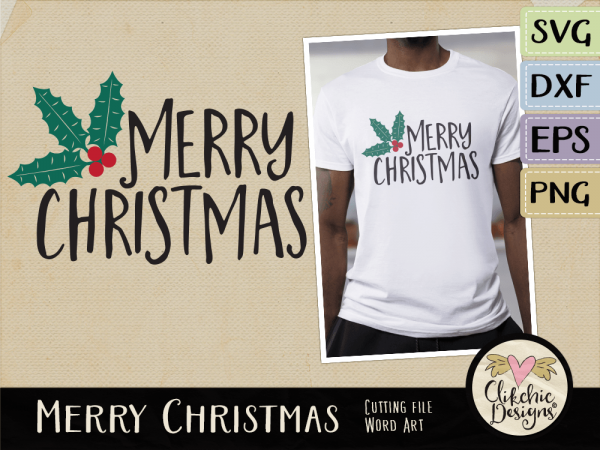 Merry Christmas SVG Word Art, Merry Christmas Vector