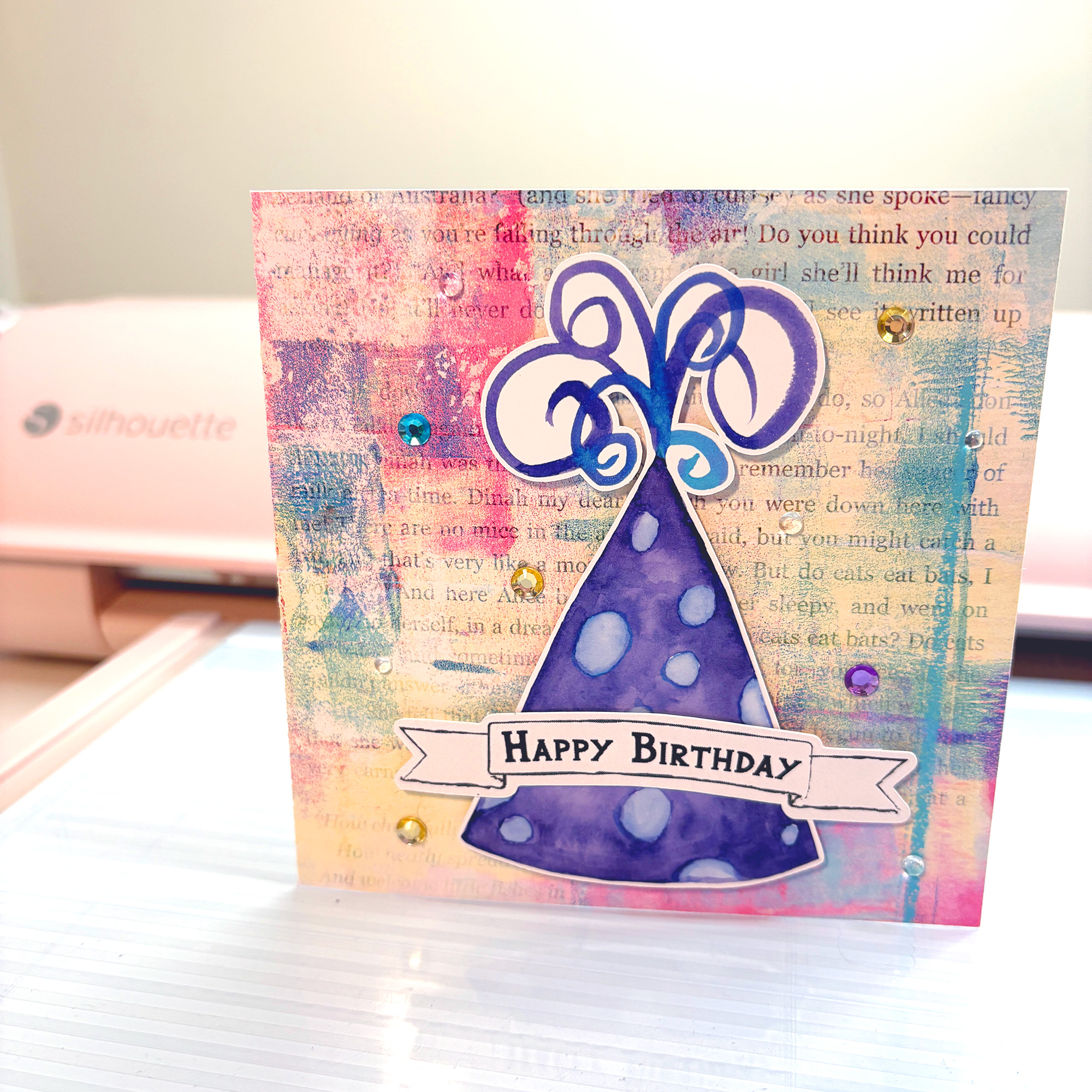 Purple Blue Polka Dot Party Hat Card by Clikchic Designs