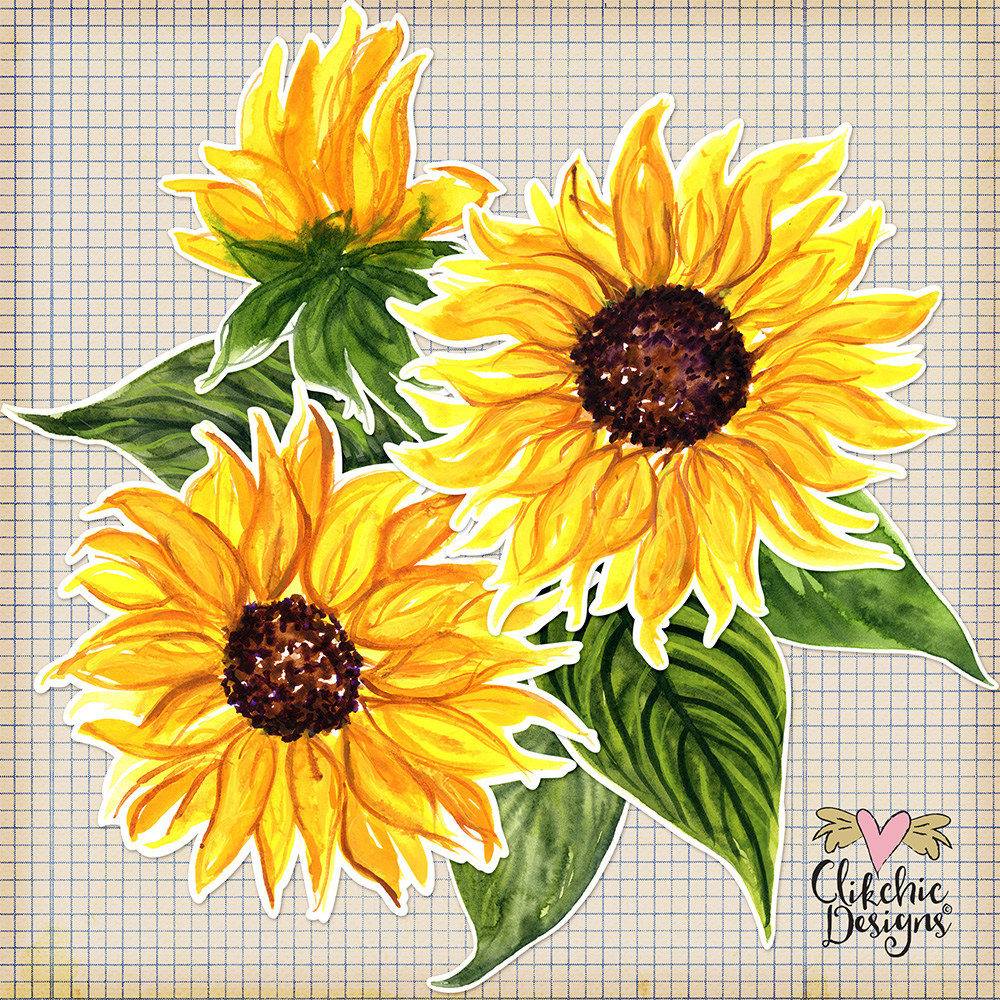 Use these Beautiful Watercolor Sunflowers for Fall Themed Crafting