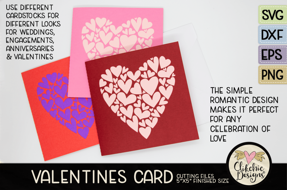 Valentines Love Hearts Card SVG Cutting File