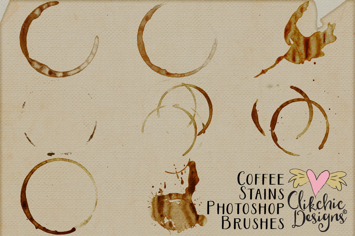 Coffee Stains Photoshop Stamp Brushes by Clikchic Designs