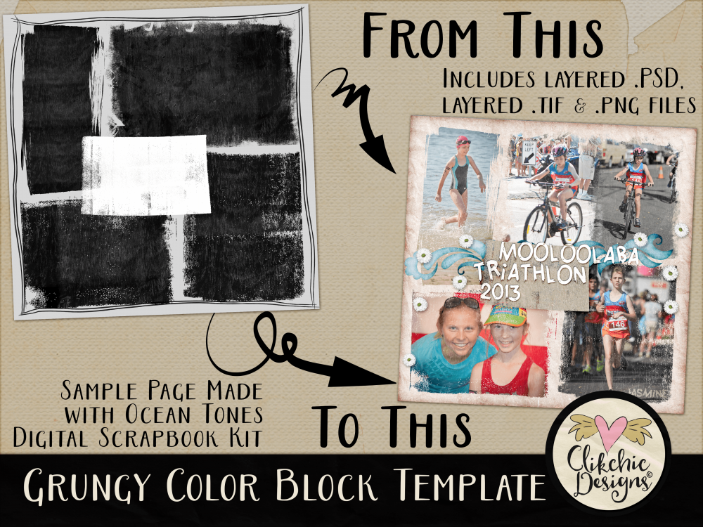 Grungy Colour Block Layered Photoshop Template