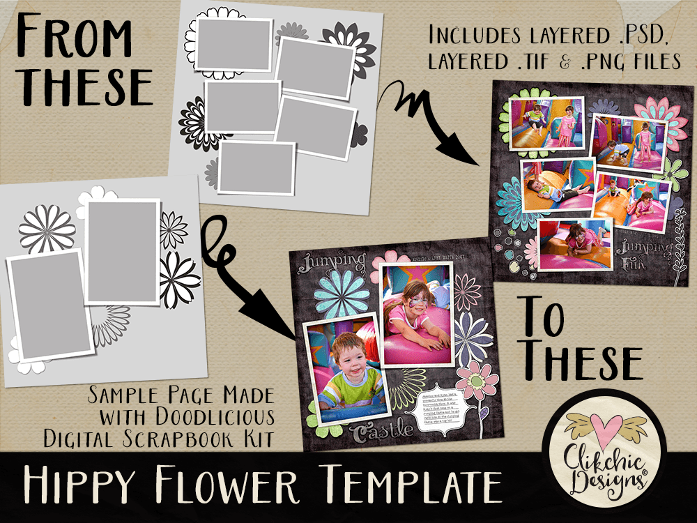 Hippy Flower Layered Photoshop Templates