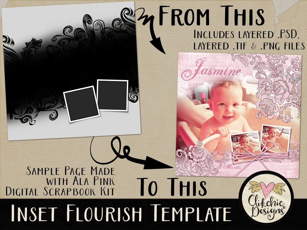 Inset Flourish Layered Photoshop Template