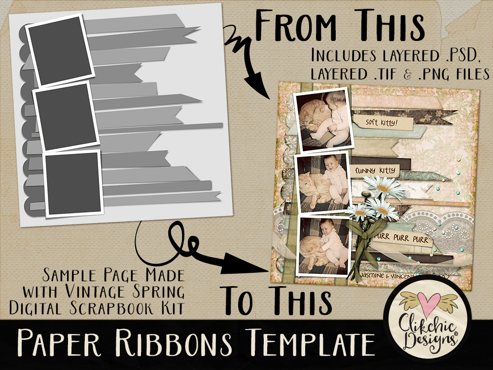 Paper Ribbons Layered Photoshop Template