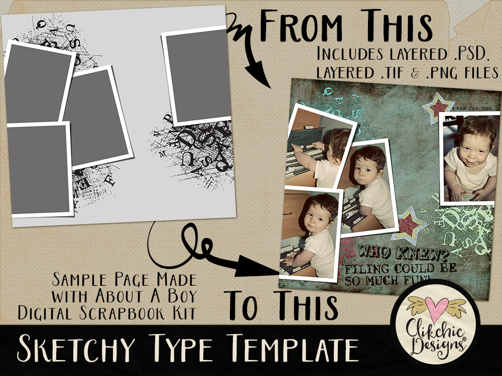 Sketchy Type Layered Photoshop Template