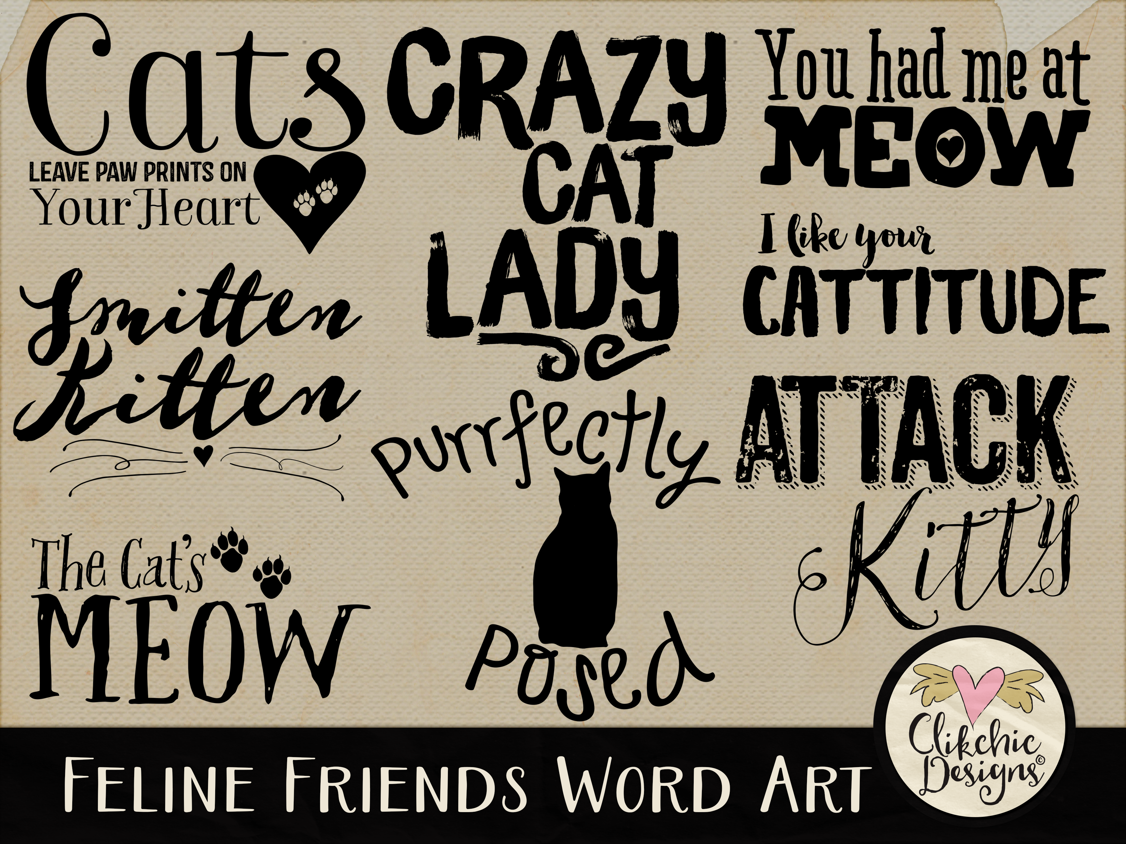Feline Friends Word Art