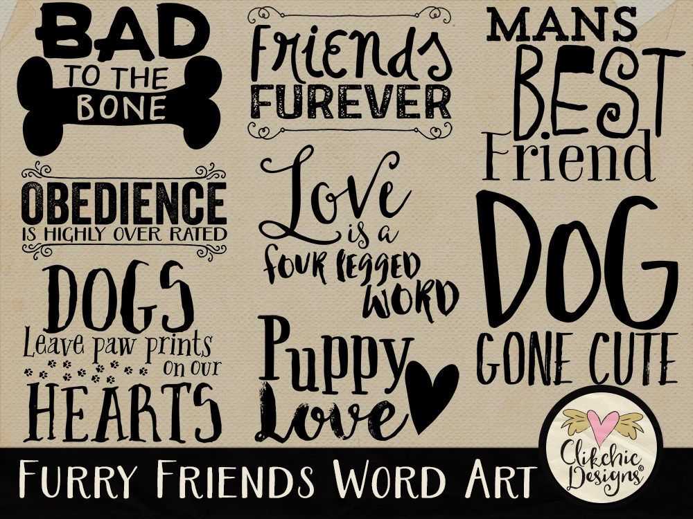 Furry Friends Dog Word Art