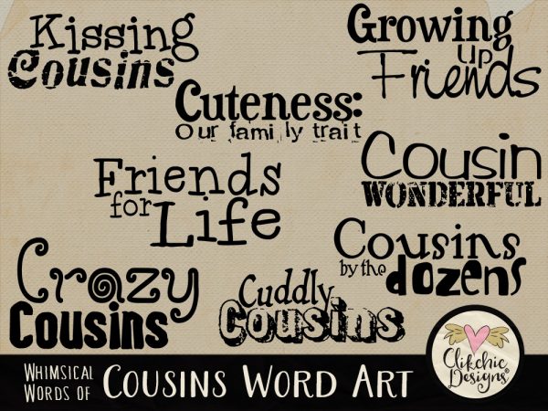 Whimsical Words of Cousins Word Art
