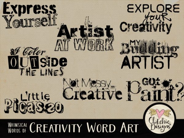 Whimsical Words of Creativity Word Art