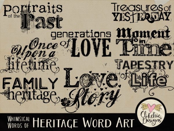 Whimsical Words of Heritage Word Art