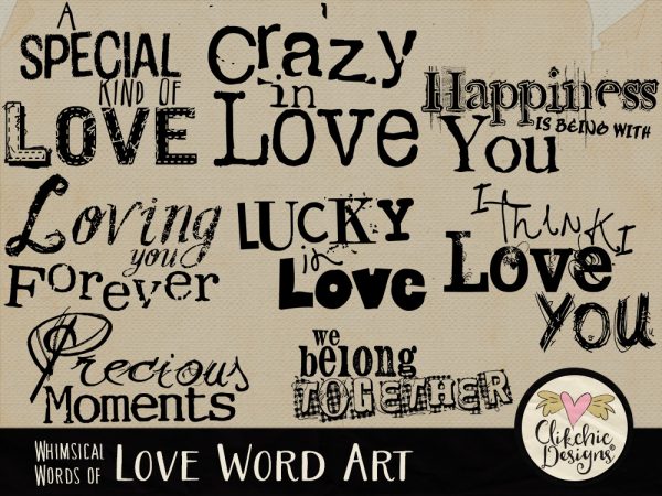 Whimsical Words of Love Word Art