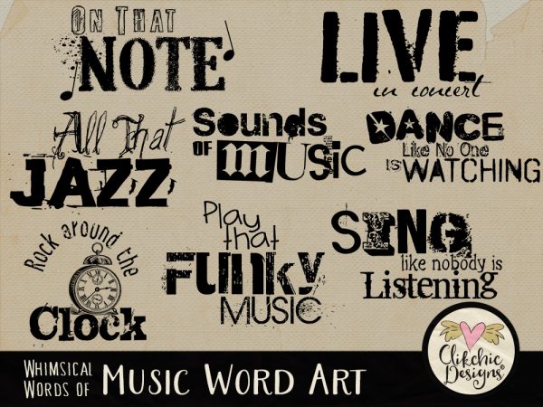 Whimsical Words of Music Word Art