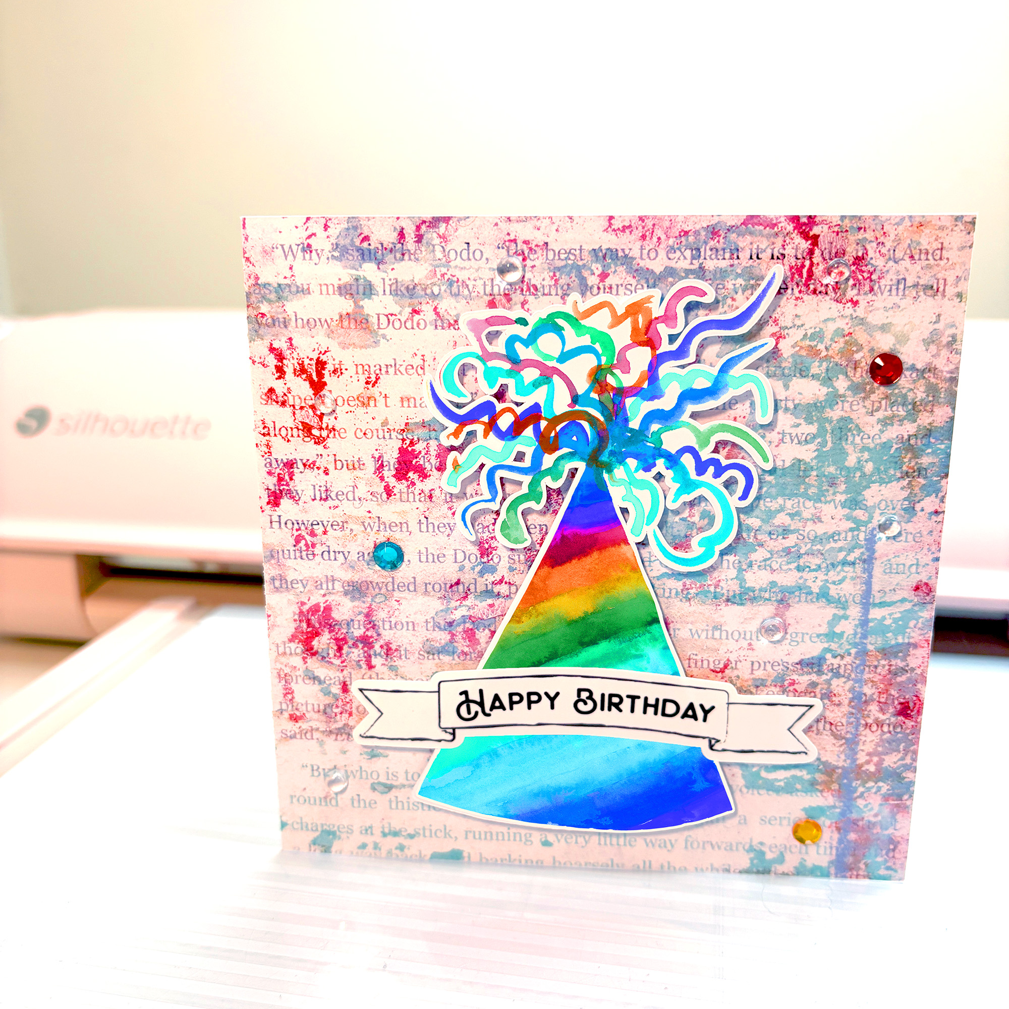 Rainbow Party Hat Birthday Card by Clikchic Designs