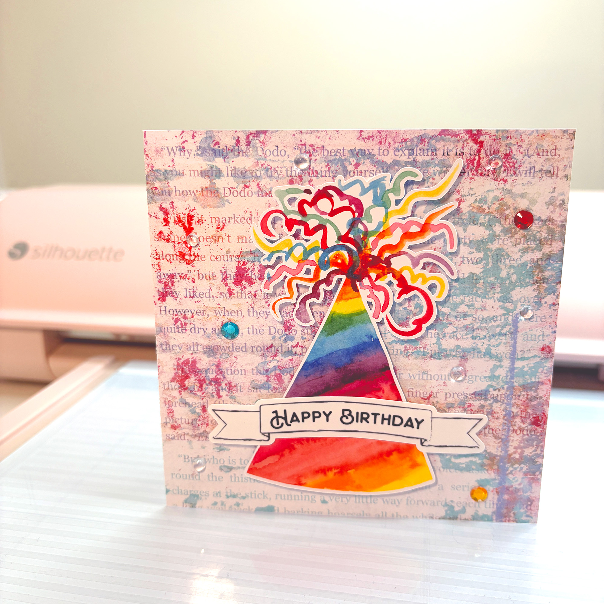 Rainbow Party Hat Birthday Card by Clikchic Designs