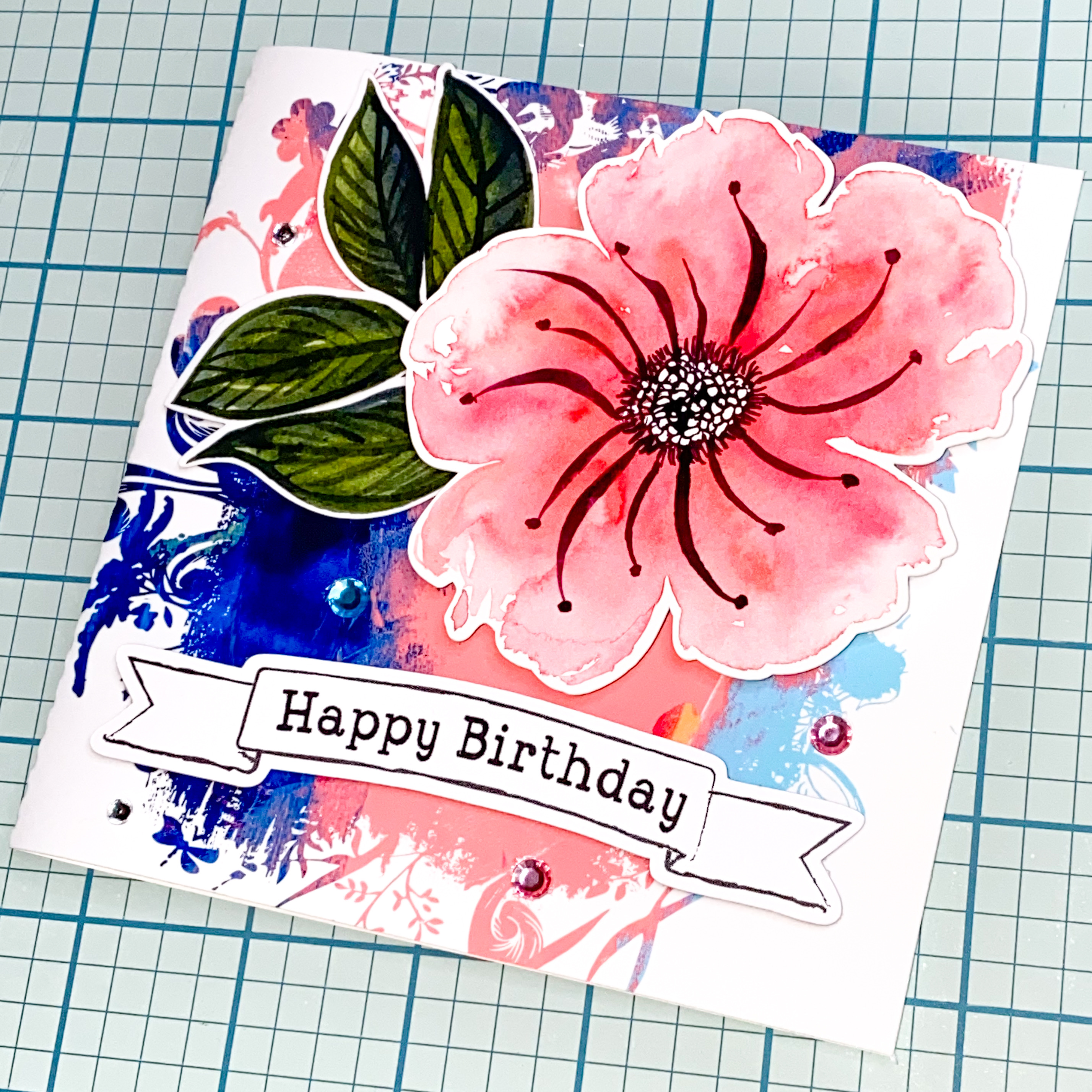 Happy Birthday Cards Created With Floral Print and Cut Designs, SVG Clipping Masks and Birthday Banners by Clikchic Designs