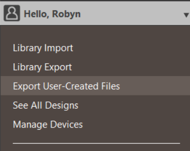 Export User Created Designs Screenshot