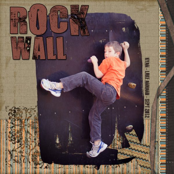 Rock Wall Layout created with Dreaming Digital Scrapbook Kit & Messy Painted Clipping Masks
